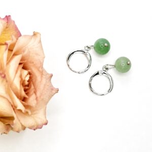Sterling Silver Aventurine Hoops